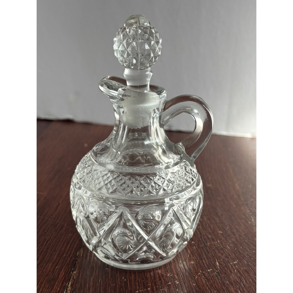 Imperial Cape Cod‎ Clear Glass Cruet with Stopper Vintage Pressed Glass Decanter